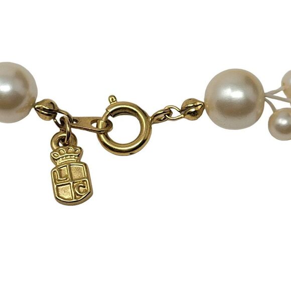Vintage Signed Liz Claiborne Multi Strand Faux Pearl Tassel Lariat Necklace - Picture 2 of 14